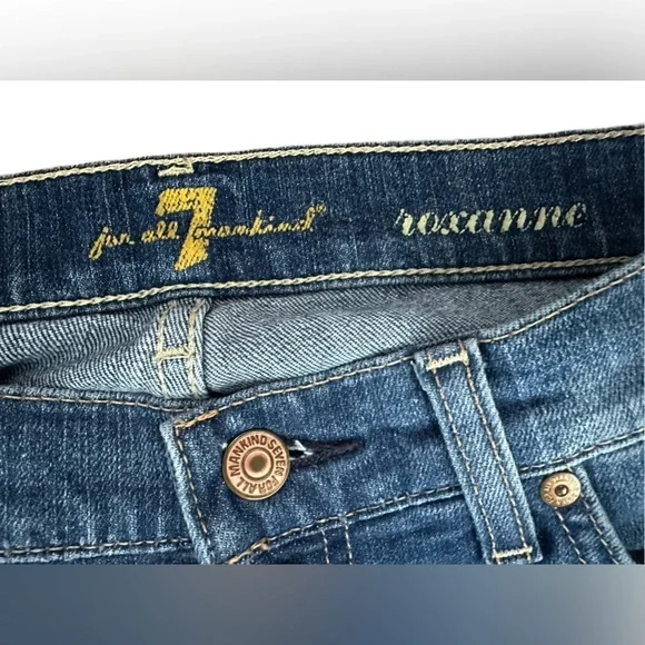 NWOT 7 For All Mankind ROXANNE MID-WAIST SLIM Denim Jeans BLUE Women’s Size 25.